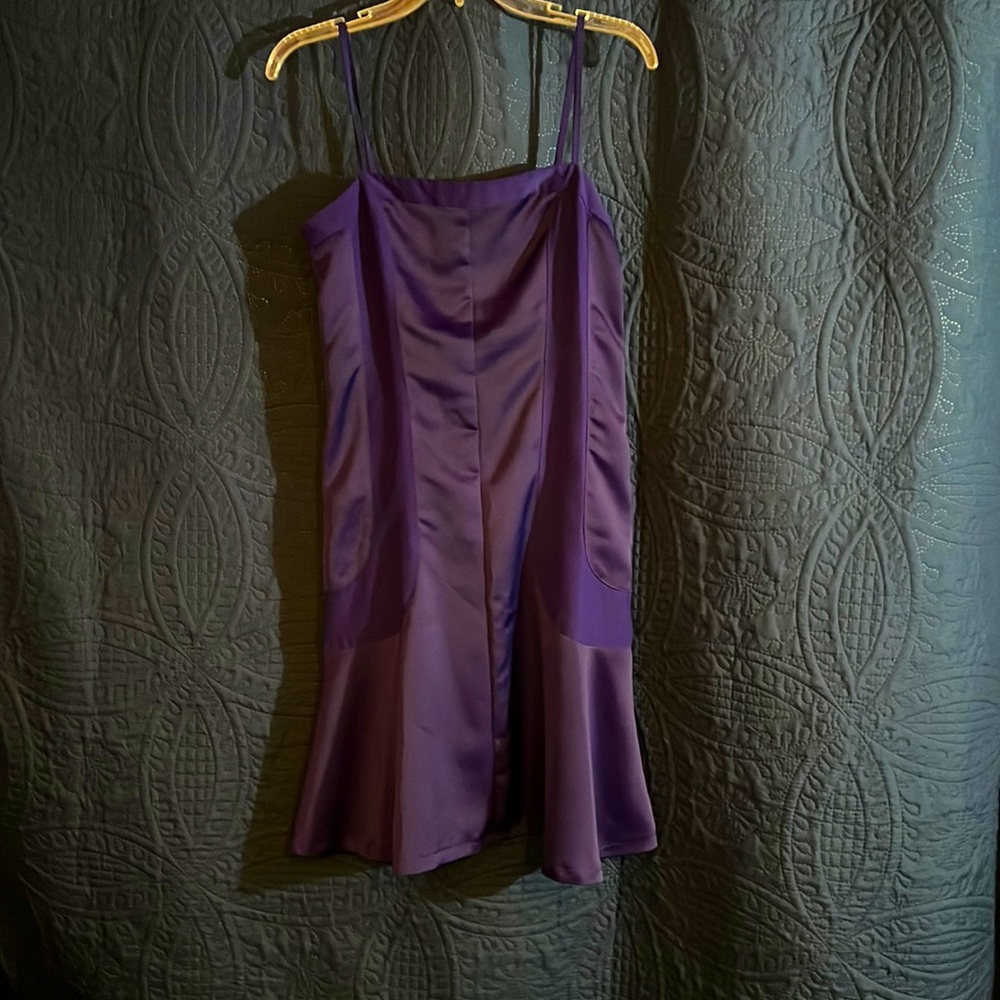 FILIPPA K Size medium purple silky dress spaghetti straps made 100% polyester